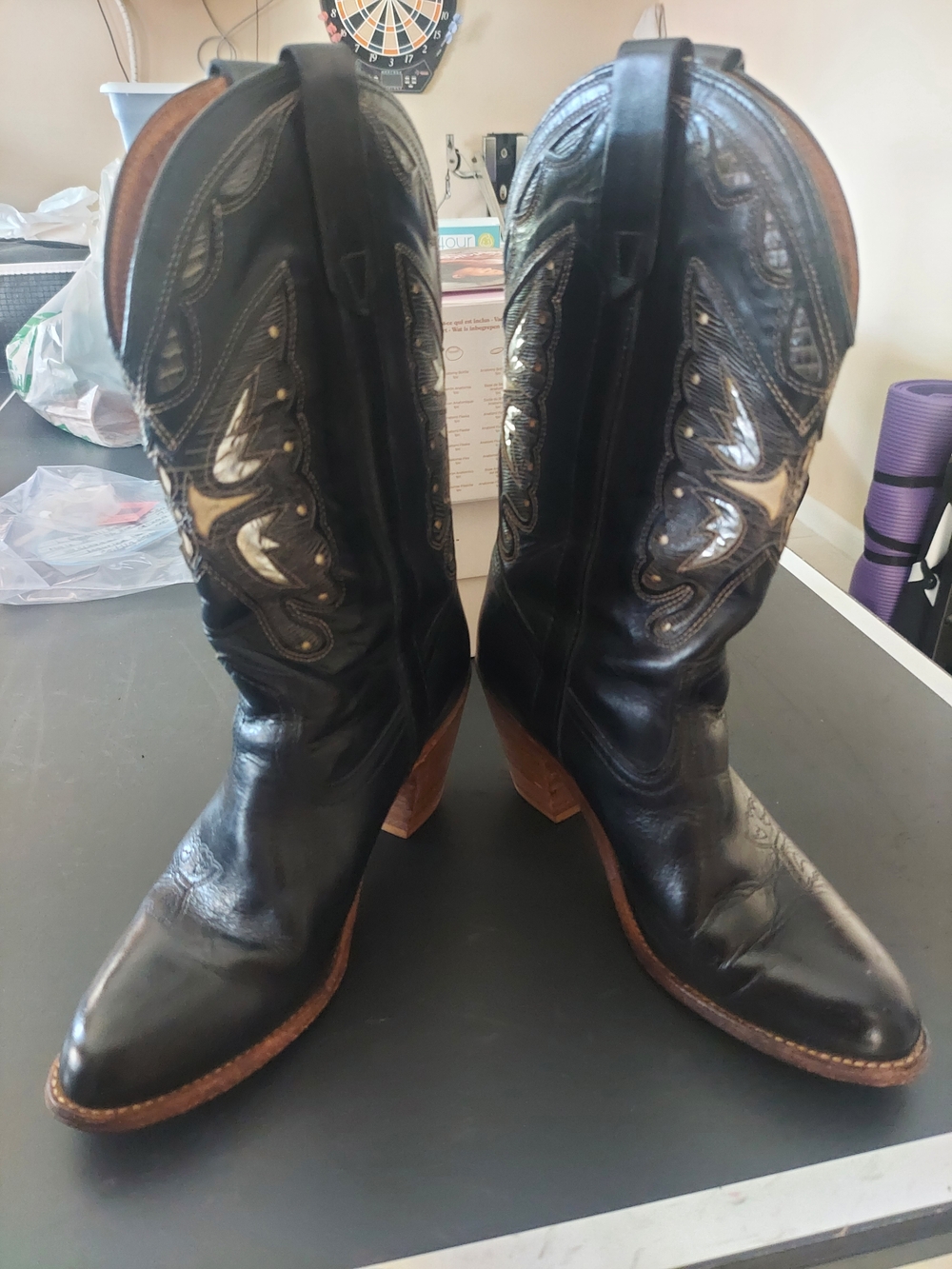 Miss Capezio Black and Brown Leather Heeled Cowboy Boots